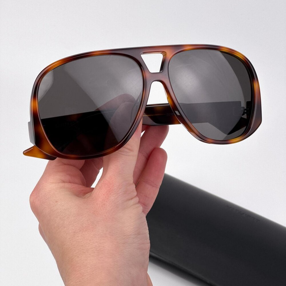 Saint Laurent SL652/F SOLACE 002 Unisex Sunglasses – Shiny Medium Havana / Black